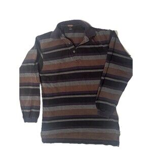 COACH VTG  Men’s  1/4 Button Cotton USA Stripped  Shirt Long Sleeve Size Medium